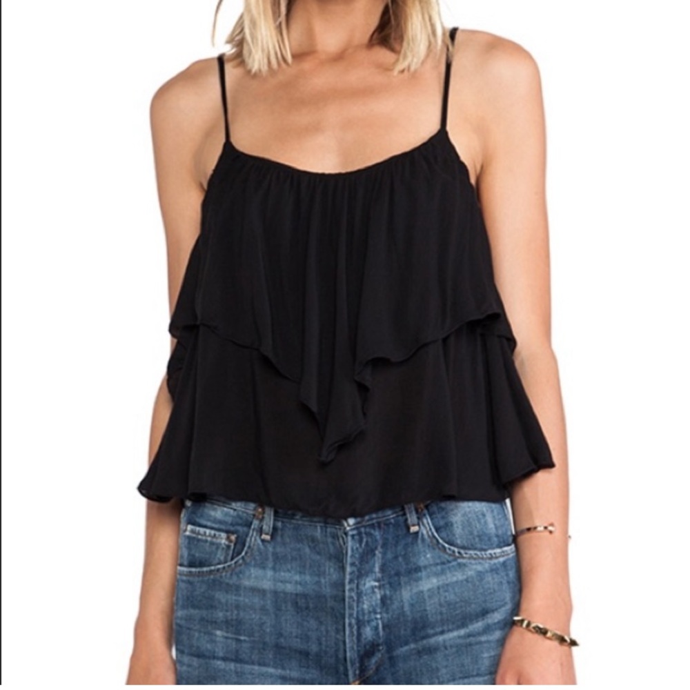 INDAH BOHO TOP REVOLVE BRAND BOHO LIGHTWEIGHT BLACK TANK TOP CROP TOP S